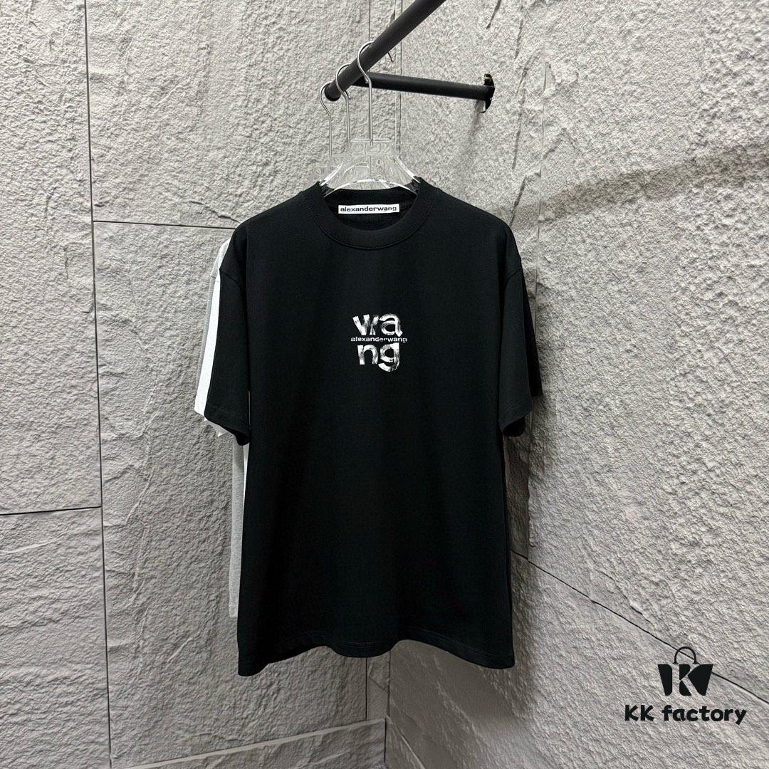 6931a553ccd8ab3d7af99a08 Alexander Wang 2025 Spring/Summer New Arrival Classic 'Wang' Logo Print Short-Sleeve T-Shirt Unisex - Custom Double Gauze Pure Cotton Fabric