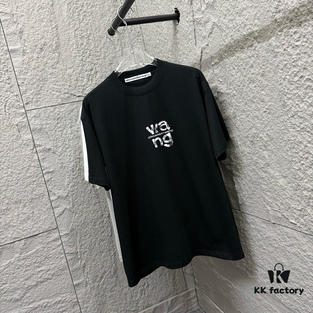 6931a553ccd8ab3d7af99a09 Alexander Wang 2025 Spring/Summer New Arrival Classic 'Wang' Logo Print Short-Sleeve T-Shirt Unisex - Custom Double Gauze Pure Cotton Fabric