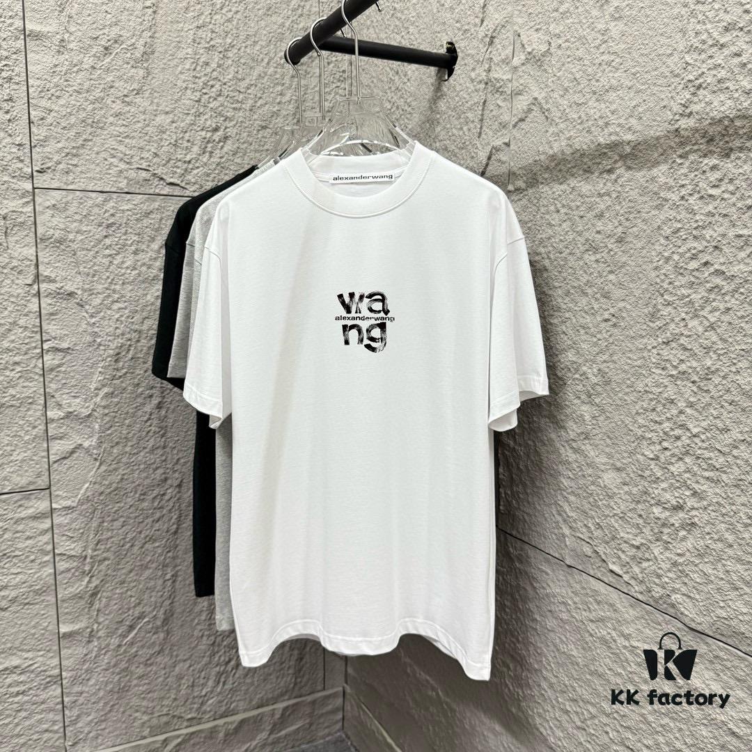 6931a554ccd8ab3d7af99a11 Alexander Wang 2025 Spring/Summer New Arrival Classic 'WANG' Logo Print Short-Sleeve T-Shirt in Custom Double-Gauze Plain-Woven Cotton Fabric Unisex