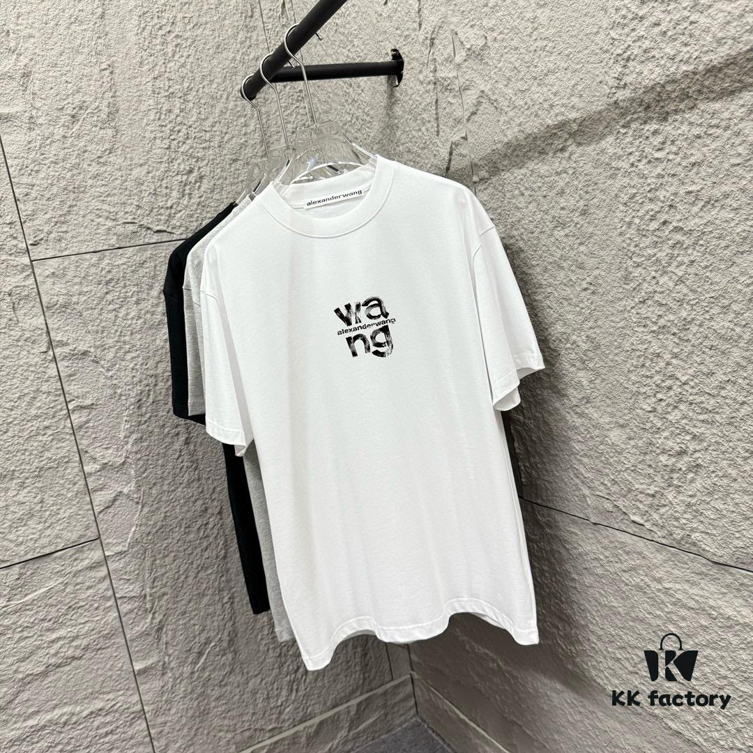6931a554ccd8ab3d7af99a12 Alexander Wang 2025 Spring/Summer New Arrival Classic 'WANG' Logo Print Short-Sleeve T-Shirt in Custom Double-Gauze Plain-Woven Cotton Fabric Unisex