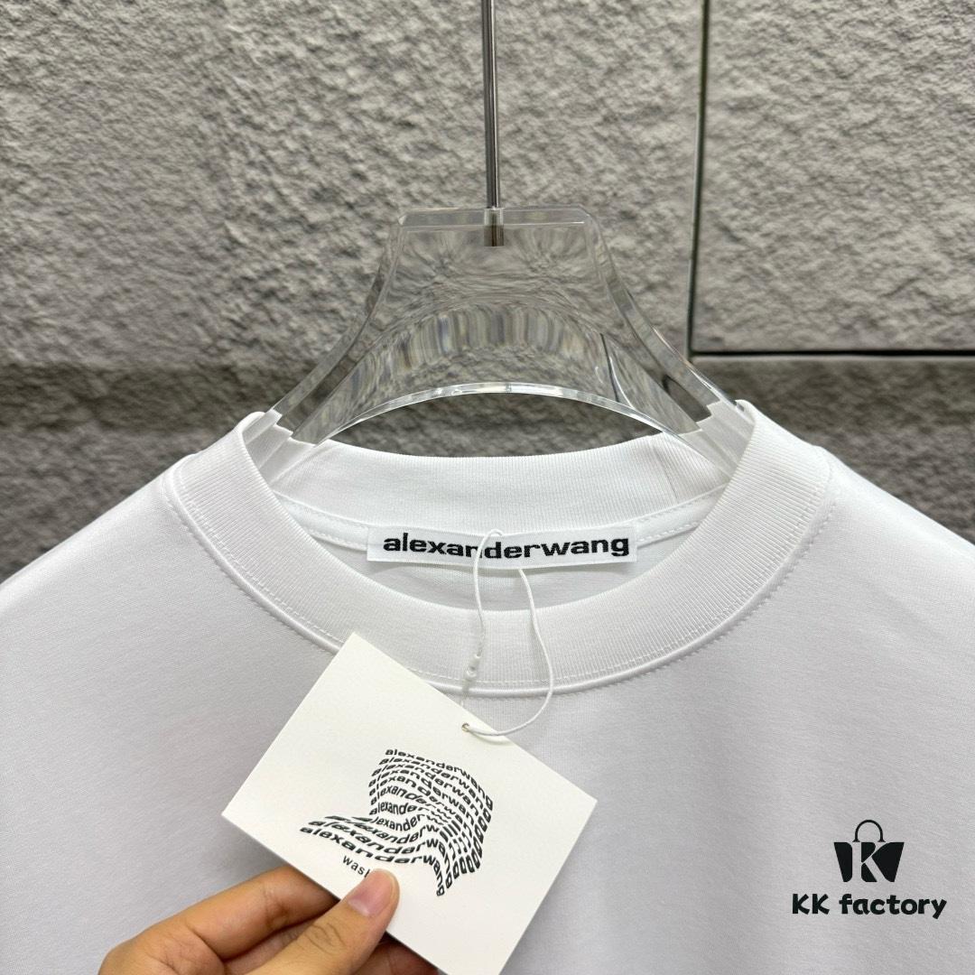 6931a554ccd8ab3d7af99a16 Alexander Wang 2025 Spring/Summer New Arrival Classic 'WANG' Logo Print Short-Sleeve T-Shirt in Custom Double-Gauze Plain-Woven Cotton Fabric Unisex