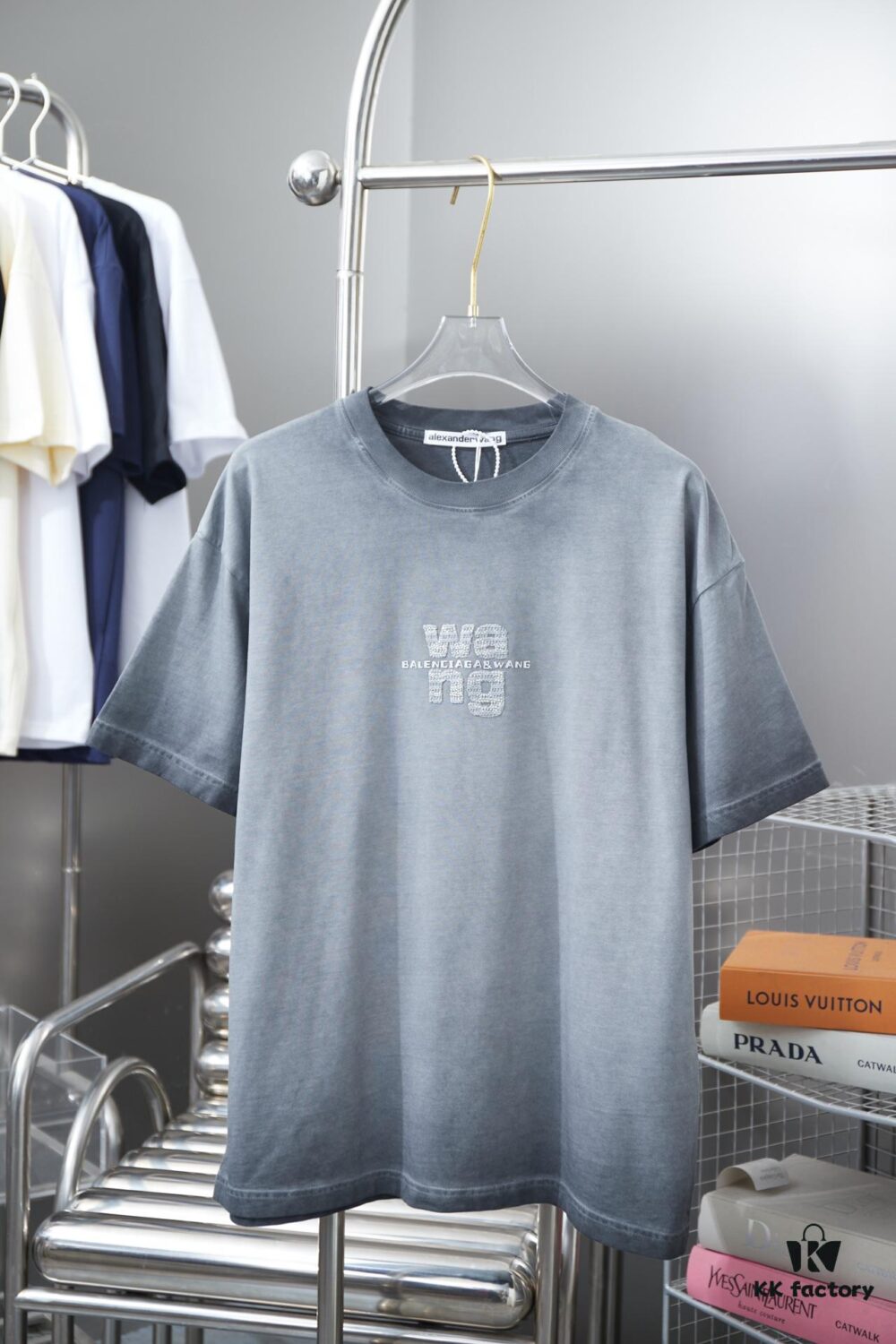 6931a556ccd8ab3d7af99a3c Alexarde*wang 25SS Early Spring New Arrival Applique Letter Rhinestone Short Sleeve T-Shirt