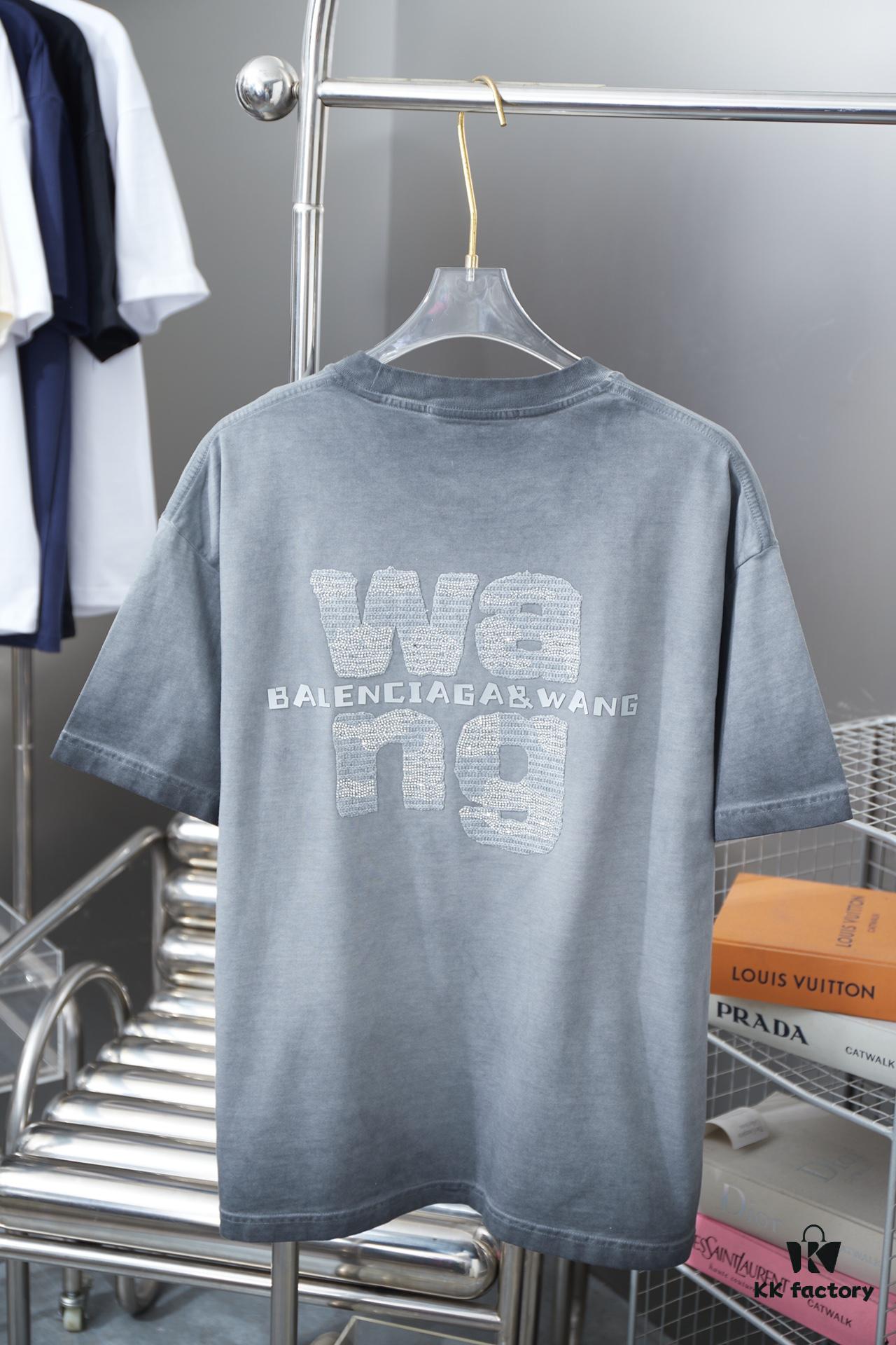 6931a556ccd8ab3d7af99a3d Alexarde*wang 25SS Early Spring New Arrival Applique Letter Rhinestone Short Sleeve T-Shirt