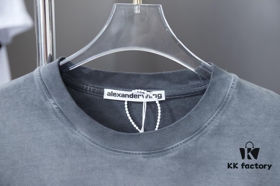 6931a556ccd8ab3d7af99a3e Alexarde*wang 25SS Early Spring New Arrival Applique Letter Rhinestone Short Sleeve T-Shirt