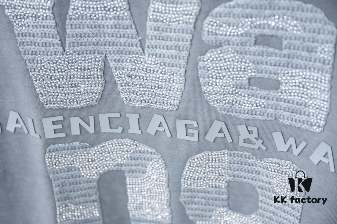 6931a556ccd8ab3d7af99a42 Alexarde*wang 25SS Early Spring New Arrival Applique Letter Rhinestone Short Sleeve T-Shirt