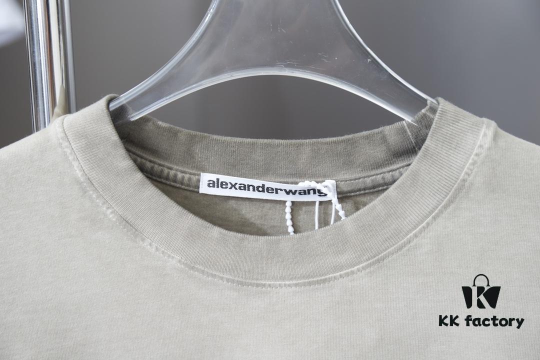 6931a556ccd8ab3d7af99a47 Alexarde*wang 25SS Early Spring New Arrival Embroidered Letter Rhinestone Short Sleeve T-Shirt