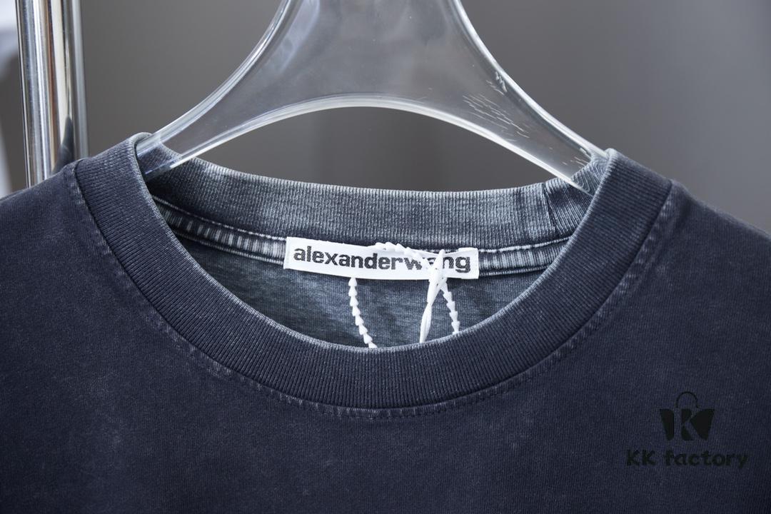 6931a557ccd8ab3d7af99a50 Alexarde*wang 25SS Early Spring New Arrival Embroidered Letter Rhinestone Short Sleeve T-Shirt