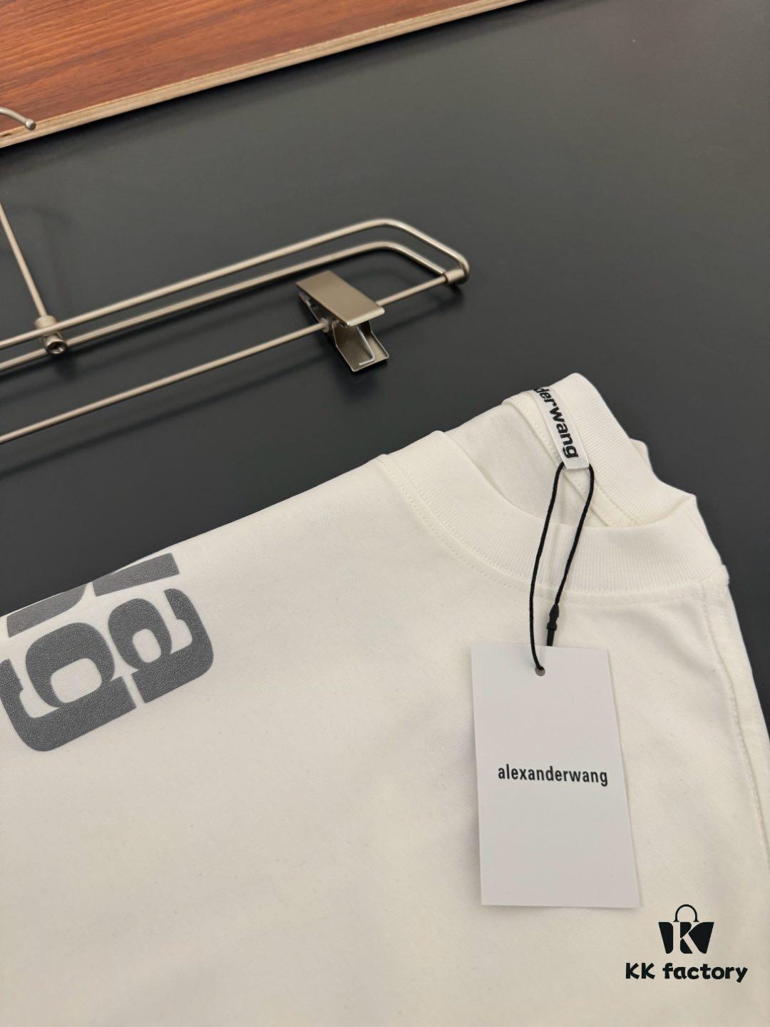 6931a55accd8ab3d7af99a7e Alexander Wang AW 280g Heavyweight Pure Cotton Oversized T-Shirt with Puff Print Logo Design, Spring and Summer New Round Neck Fashion Short Sleeve Tee