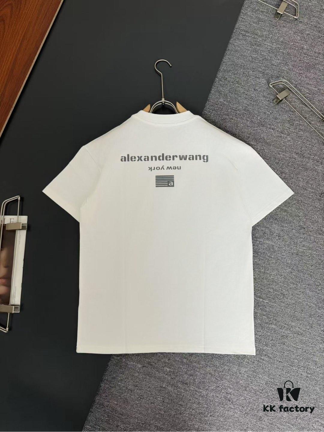 6931a55accd8ab3d7af99a7f Alexander Wang AW 280g Heavyweight Pure Cotton Oversized T-Shirt with Puff Print Logo Design, Spring and Summer New Round Neck Fashion Short Sleeve Tee
