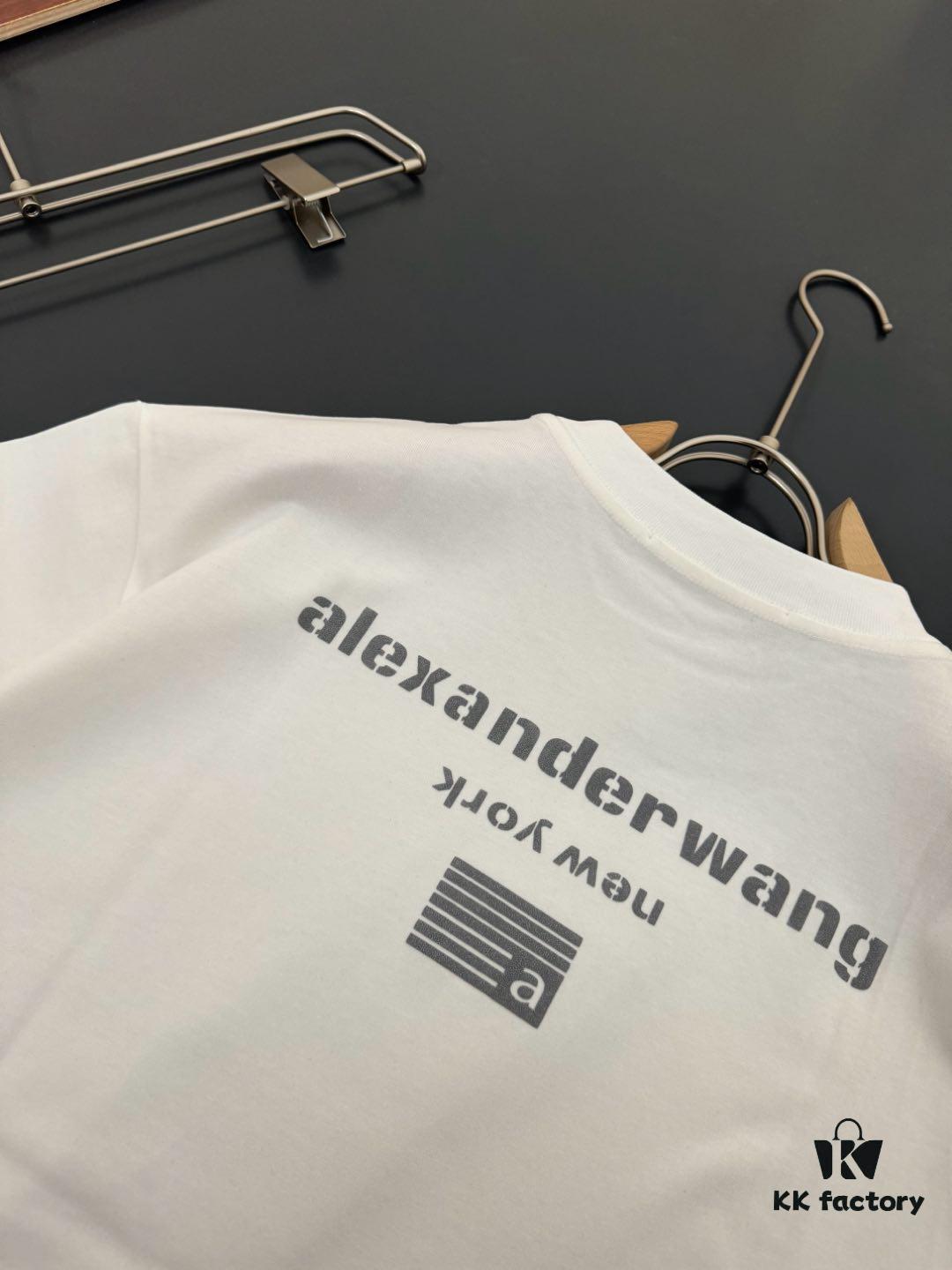 6931a55accd8ab3d7af99a84 Alexander Wang AW 280g Heavyweight Pure Cotton Oversized T-Shirt with Puff Print Logo Design, Spring and Summer New Round Neck Fashion Short Sleeve Tee