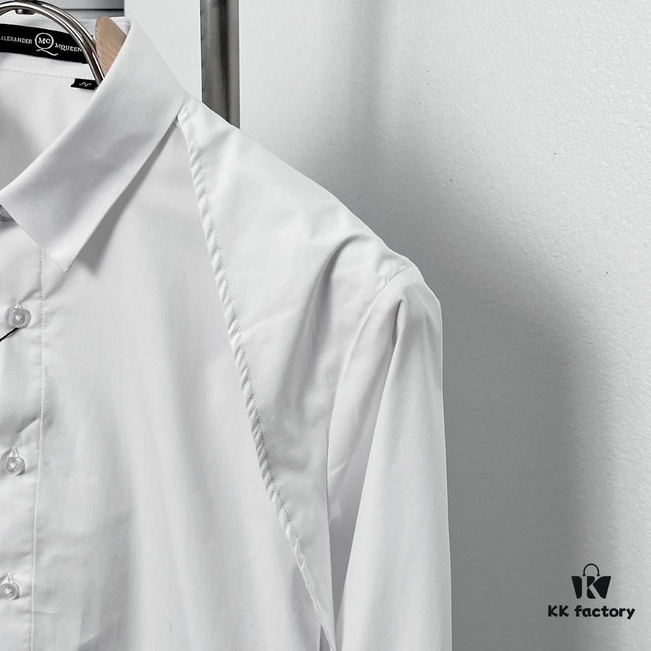 Alexander McQueen Black and White Oversized Shoulder Bow Shirt