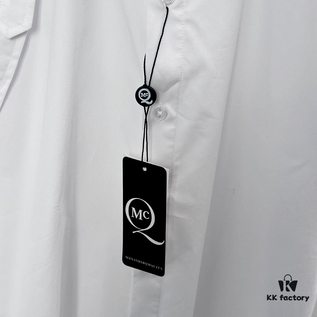 Alexander McQueen Black and White Oversized Shoulder Bow Shirt