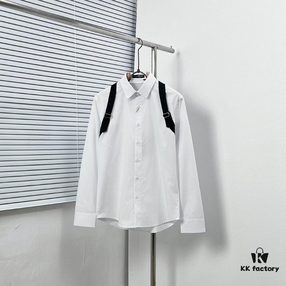 Alexander McQueen Black and White Contrast Color Strap Design Shirt