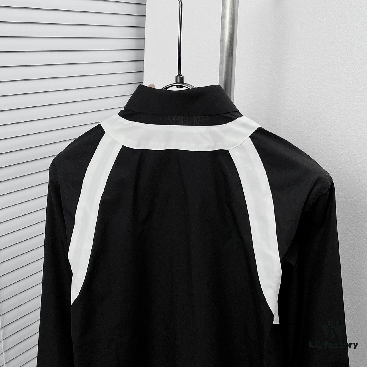 Alexander McQueen Black and White Color-Block Strap Design Shirt