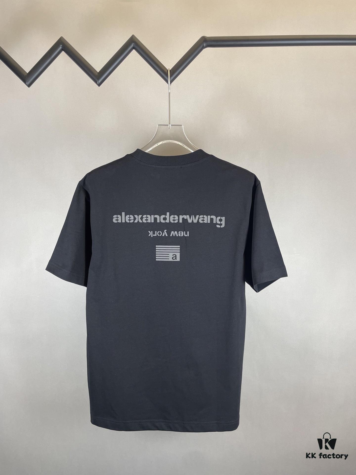 6931a561ccd8ab3d7af99aff Alexander Wang Super Classic 3D Logo Embossed Foil Print Short Sleeve T-Shirt