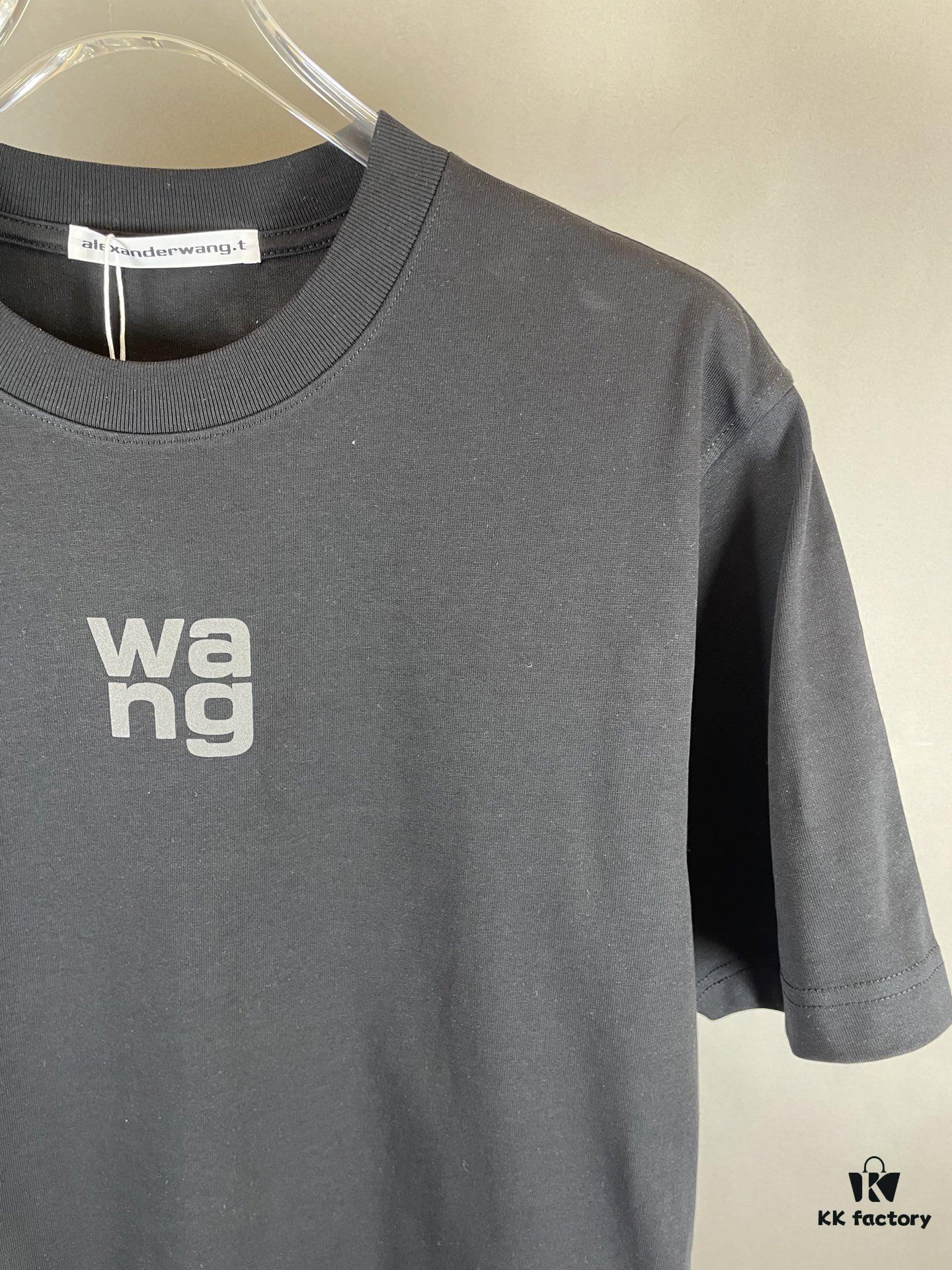 6931a561ccd8ab3d7af99b00 Alexander Wang Super Classic 3D Logo Embossed Foil Print Short Sleeve T-Shirt