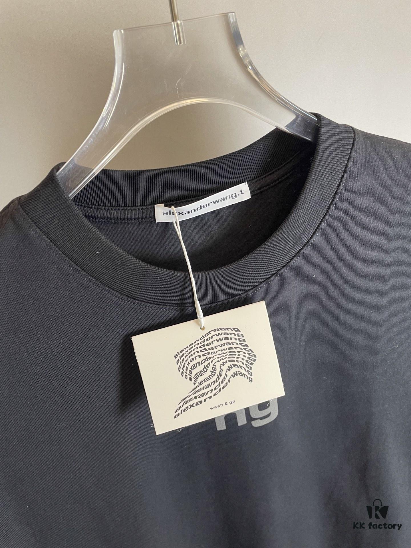 6931a561ccd8ab3d7af99b02 Alexander Wang Super Classic 3D Logo Embossed Foil Print Short Sleeve T-Shirt