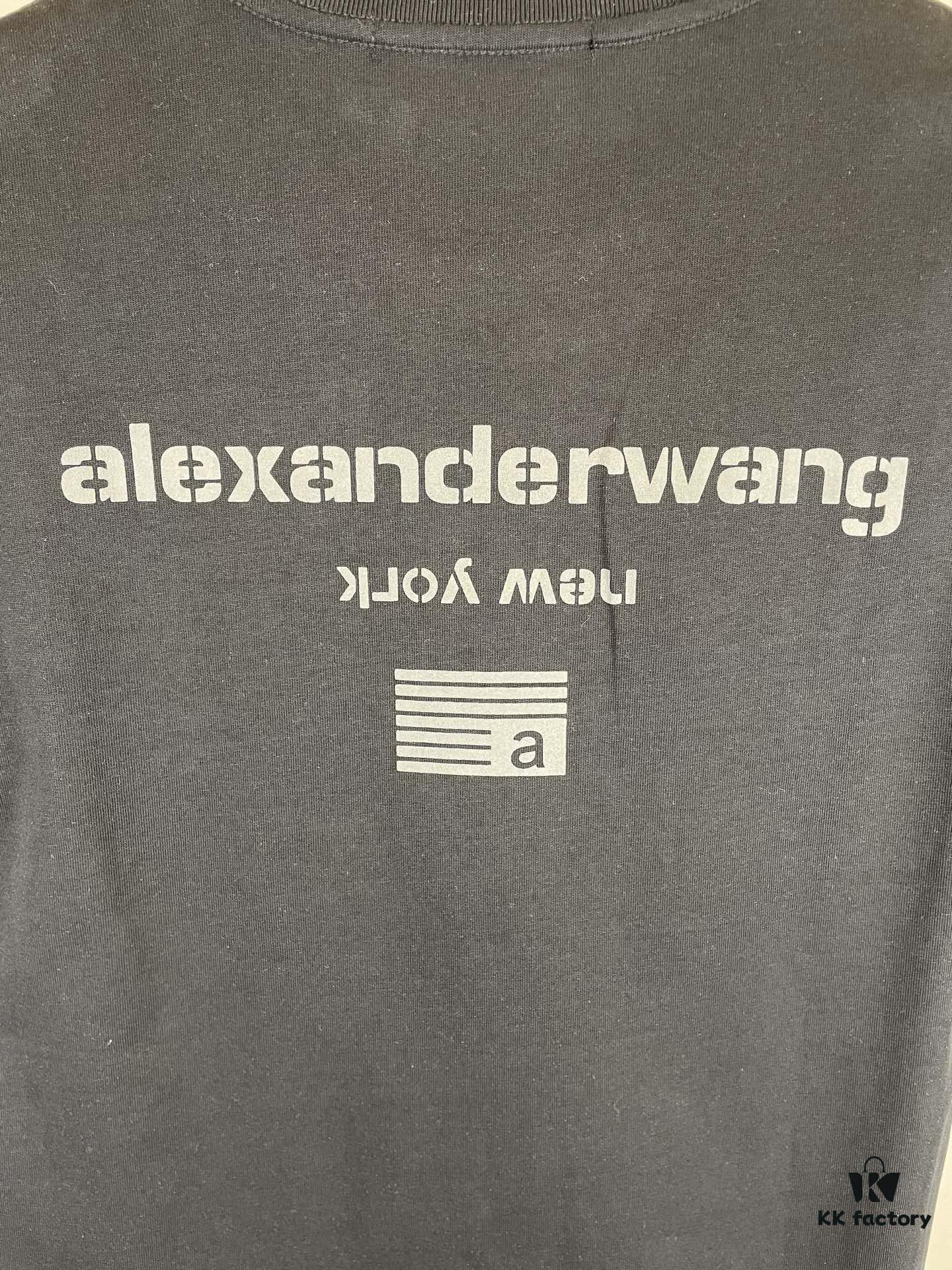 6931a561ccd8ab3d7af99b03 Alexander Wang Super Classic 3D Logo Embossed Foil Print Short Sleeve T-Shirt