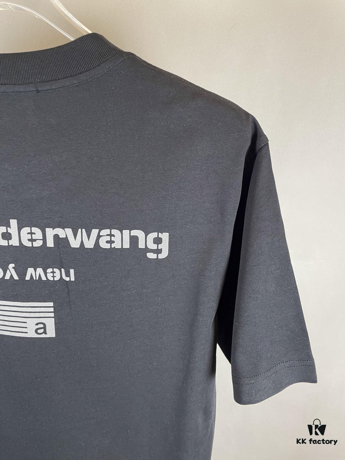 6931a561ccd8ab3d7af99b04 Alexander Wang Super Classic 3D Logo Embossed Foil Print Short Sleeve T-Shirt