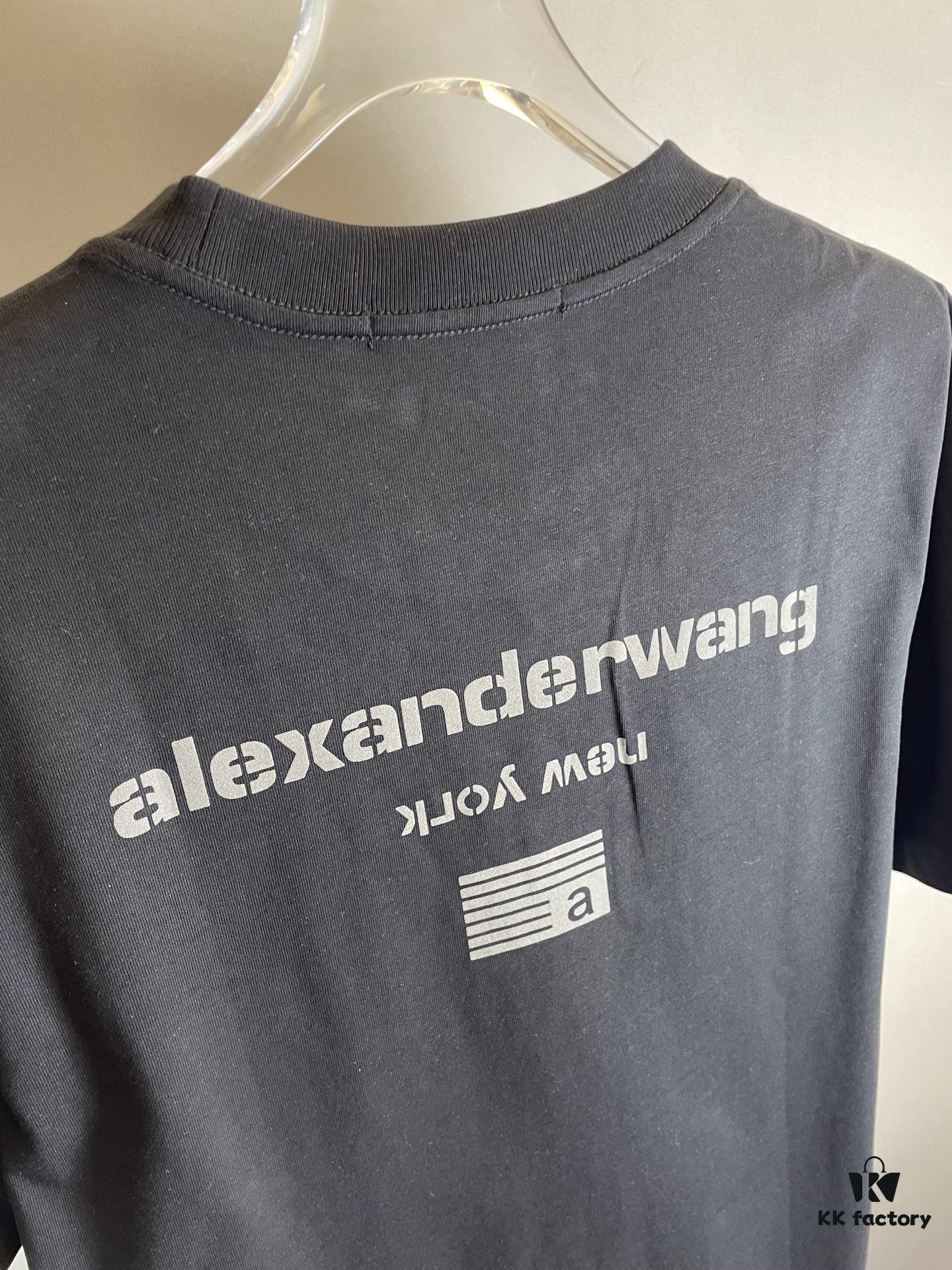 6931a561ccd8ab3d7af99b05 Alexander Wang Super Classic 3D Logo Embossed Foil Print Short Sleeve T-Shirt