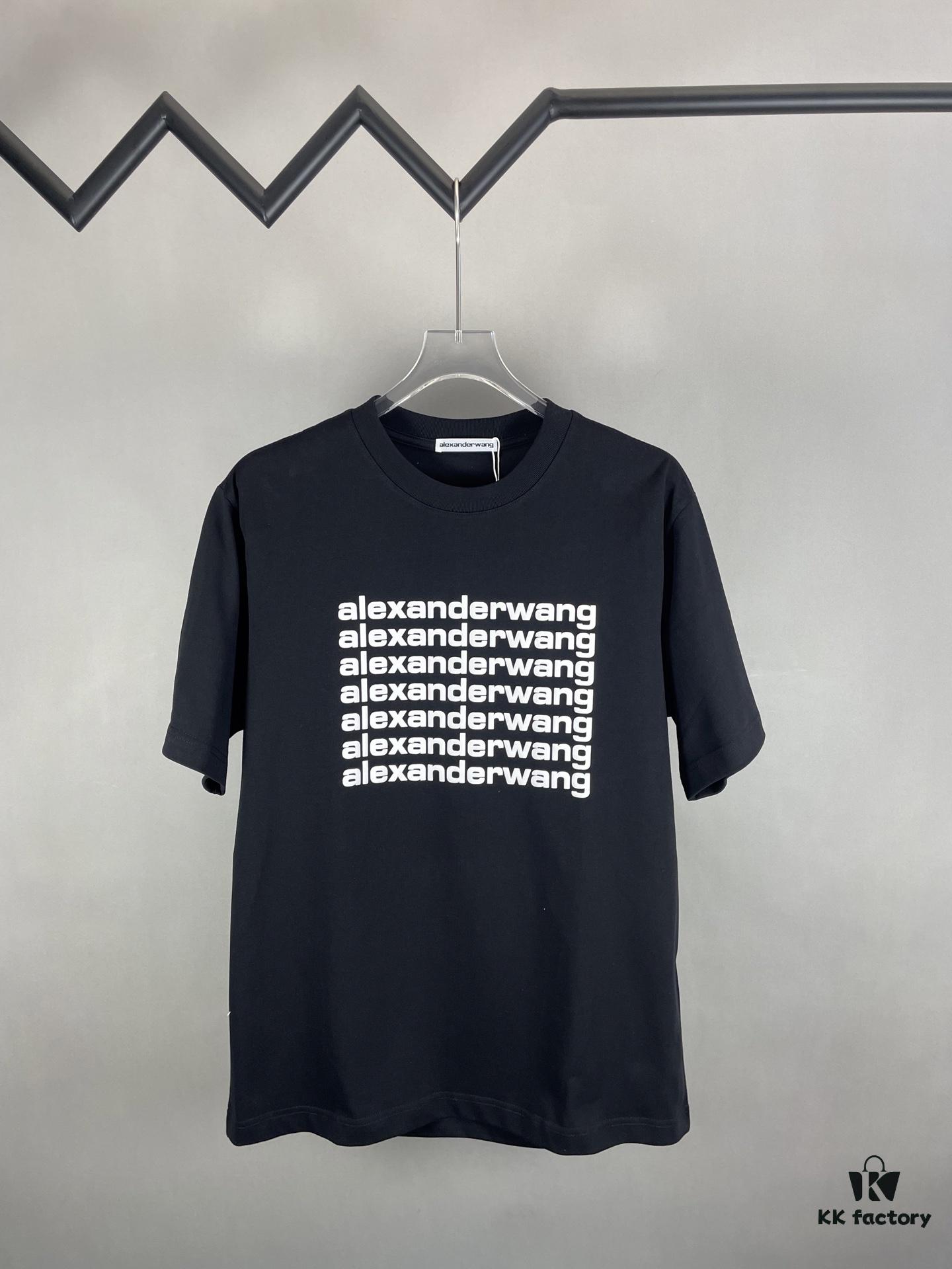 6931a561ccd8ab3d7af99b0c Alexander Wang 3D Logo Letter Graphic Sandblasted Print Short Sleeve T-Shirt