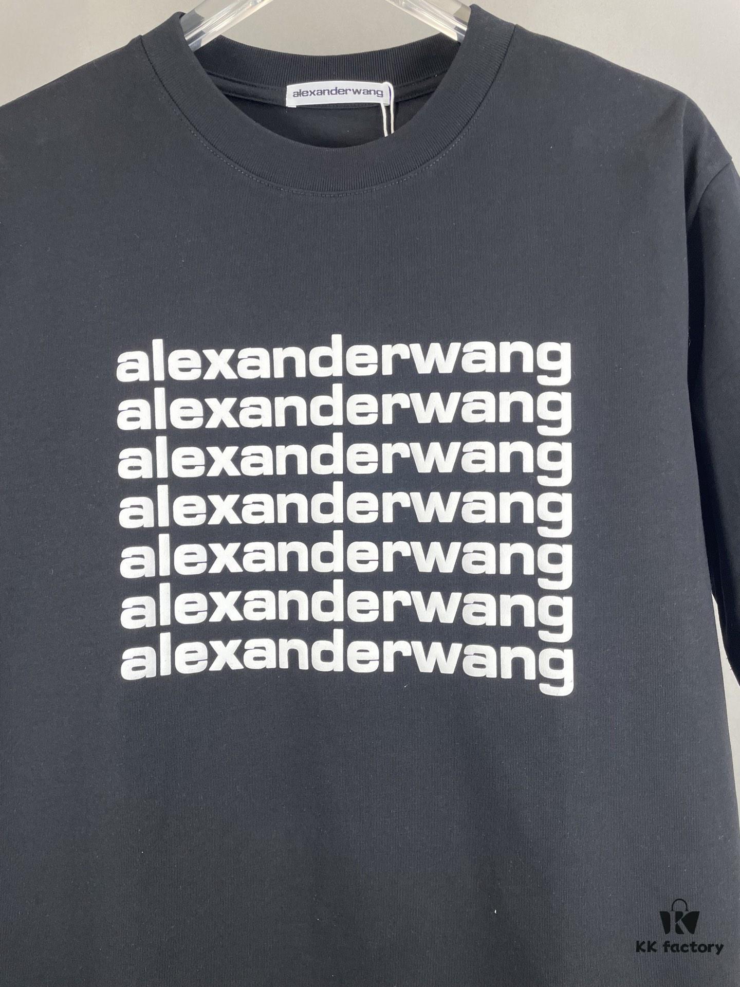 6931a561ccd8ab3d7af99b0e Alexander Wang 3D Logo Letter Graphic Sandblasted Print Short Sleeve T-Shirt