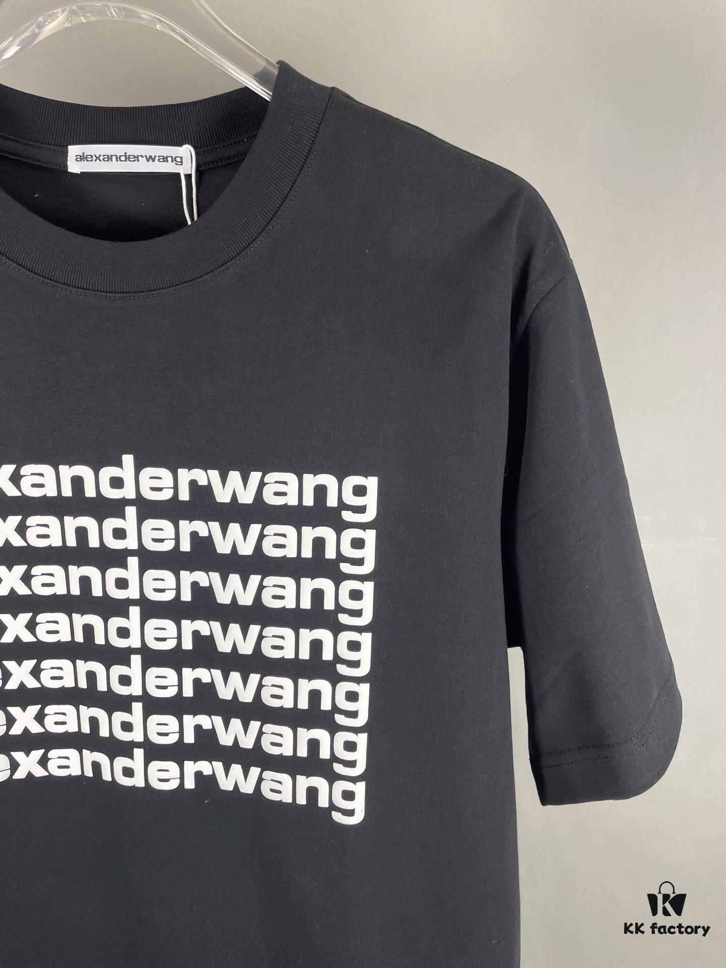6931a561ccd8ab3d7af99b0f Alexander Wang 3D Logo Letter Graphic Sandblasted Print Short Sleeve T-Shirt
