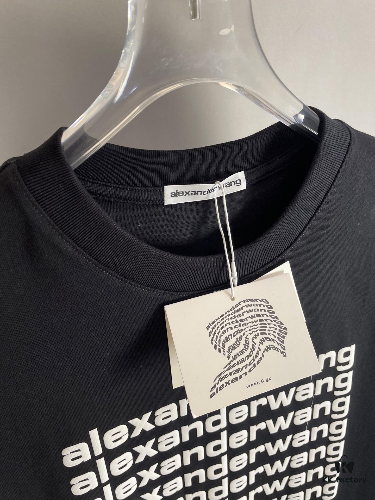 6931a562ccd8ab3d7af99b11 Alexander Wang 3D Logo Letter Graphic Sandblasted Print Short Sleeve T-Shirt