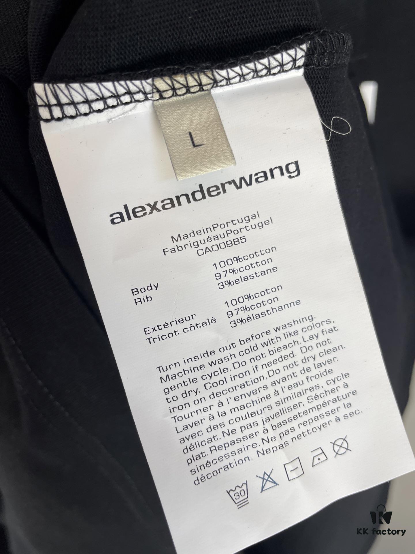 6931a562ccd8ab3d7af99b14 Alexander Wang 3D Logo Letter Graphic Sandblasted Print Short Sleeve T-Shirt
