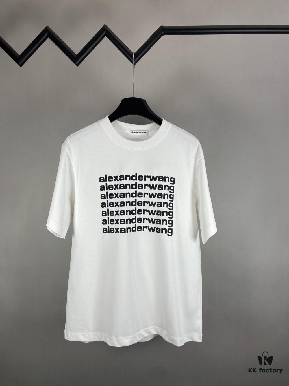 6931a562ccd8ab3d7af99b15 Alexander Wang 3D Logo Letter Sandblasted Embossed Half-Sleeve T-Shirt