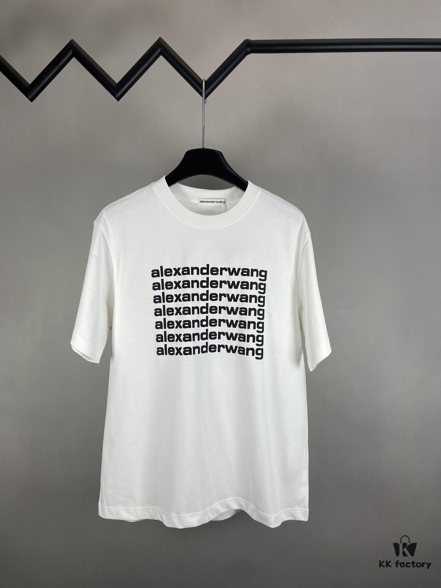 6931a562ccd8ab3d7af99b15 Alexander Wang 3D Logo Letter Sandblasted Embossed Half-Sleeve T-Shirt