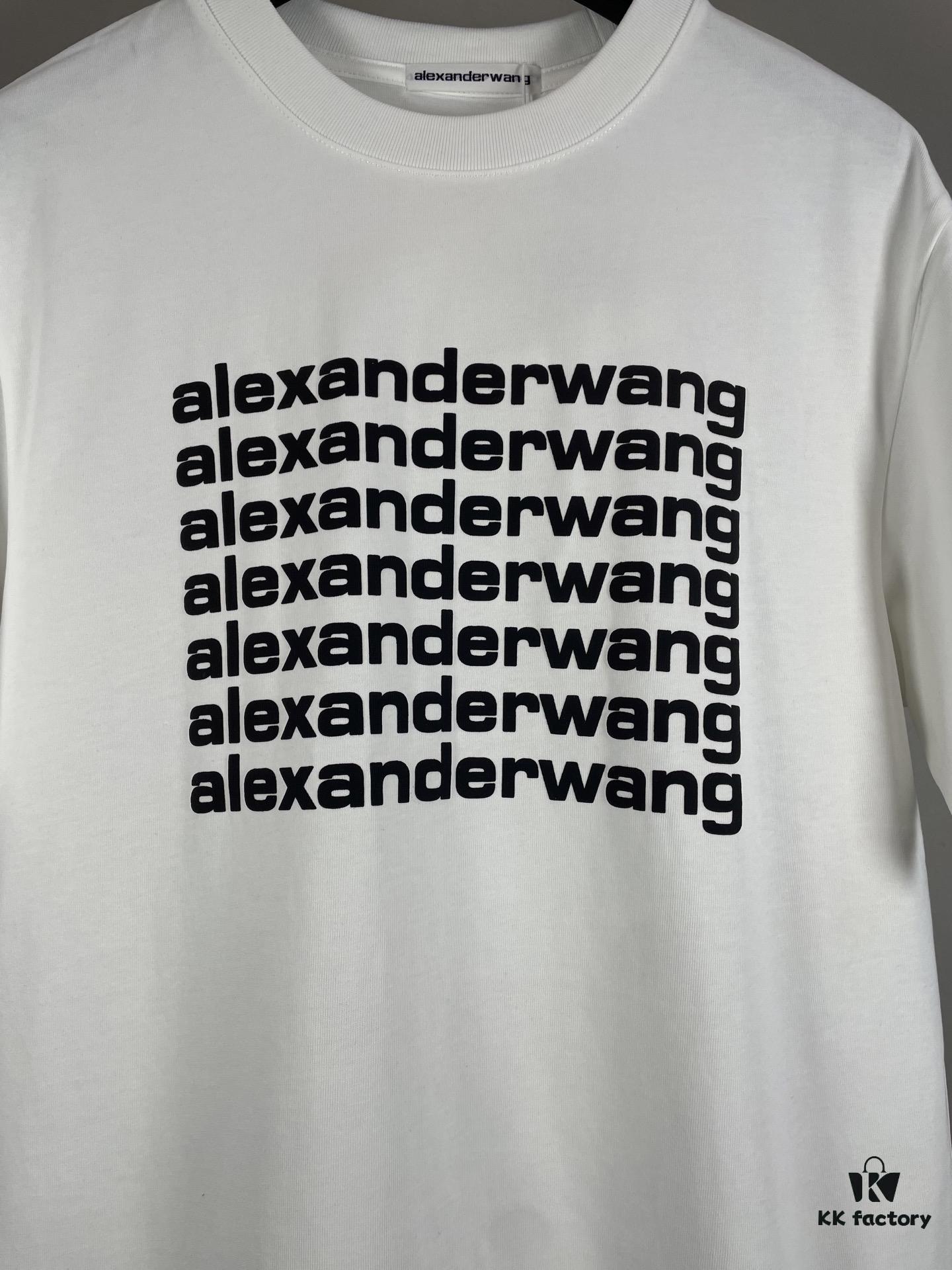 6931a562ccd8ab3d7af99b17 Alexander Wang 3D Logo Letter Sandblasted Embossed Half-Sleeve T-Shirt
