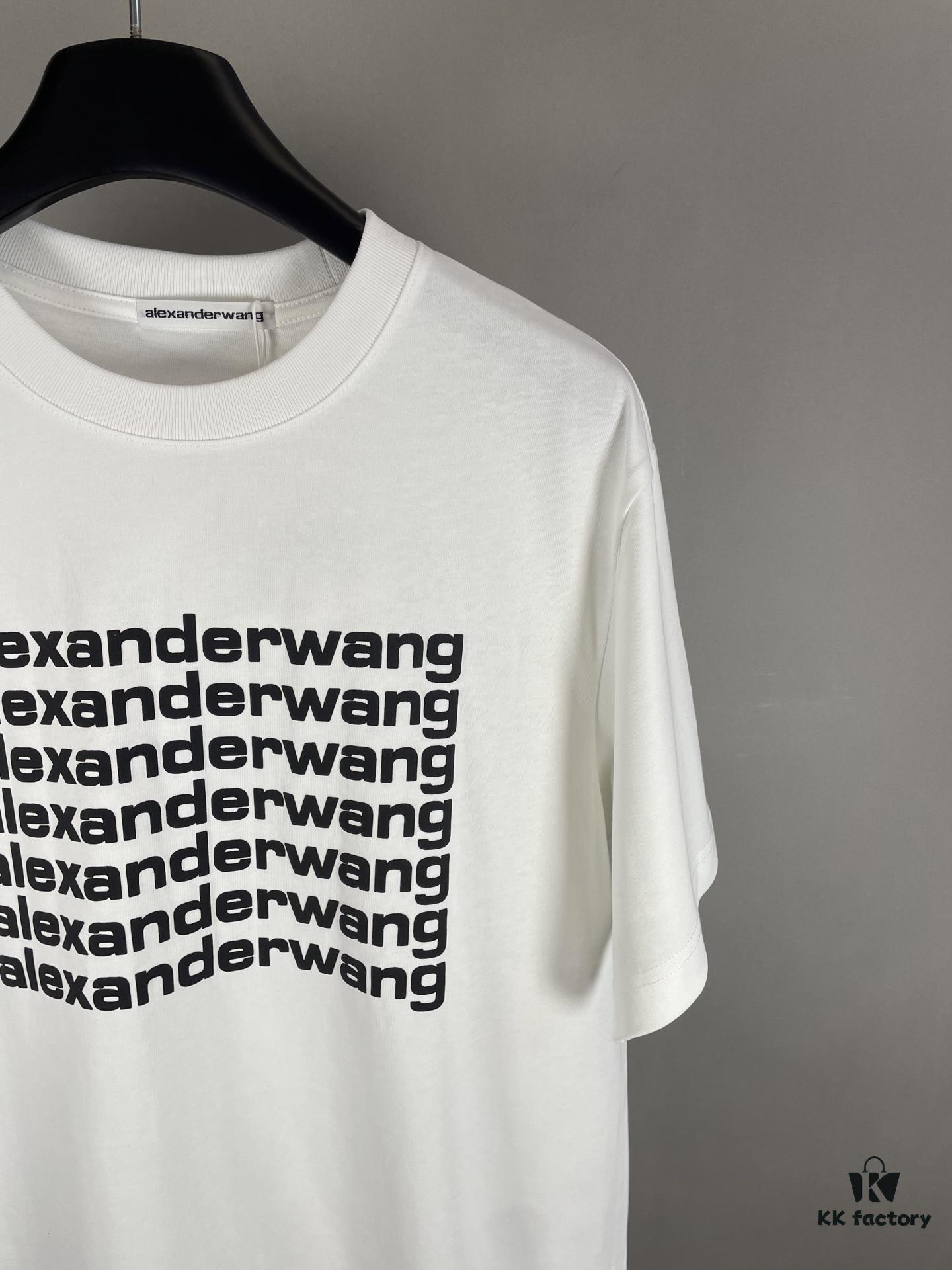 6931a562ccd8ab3d7af99b18 Alexander Wang 3D Logo Letter Sandblasted Embossed Half-Sleeve T-Shirt
