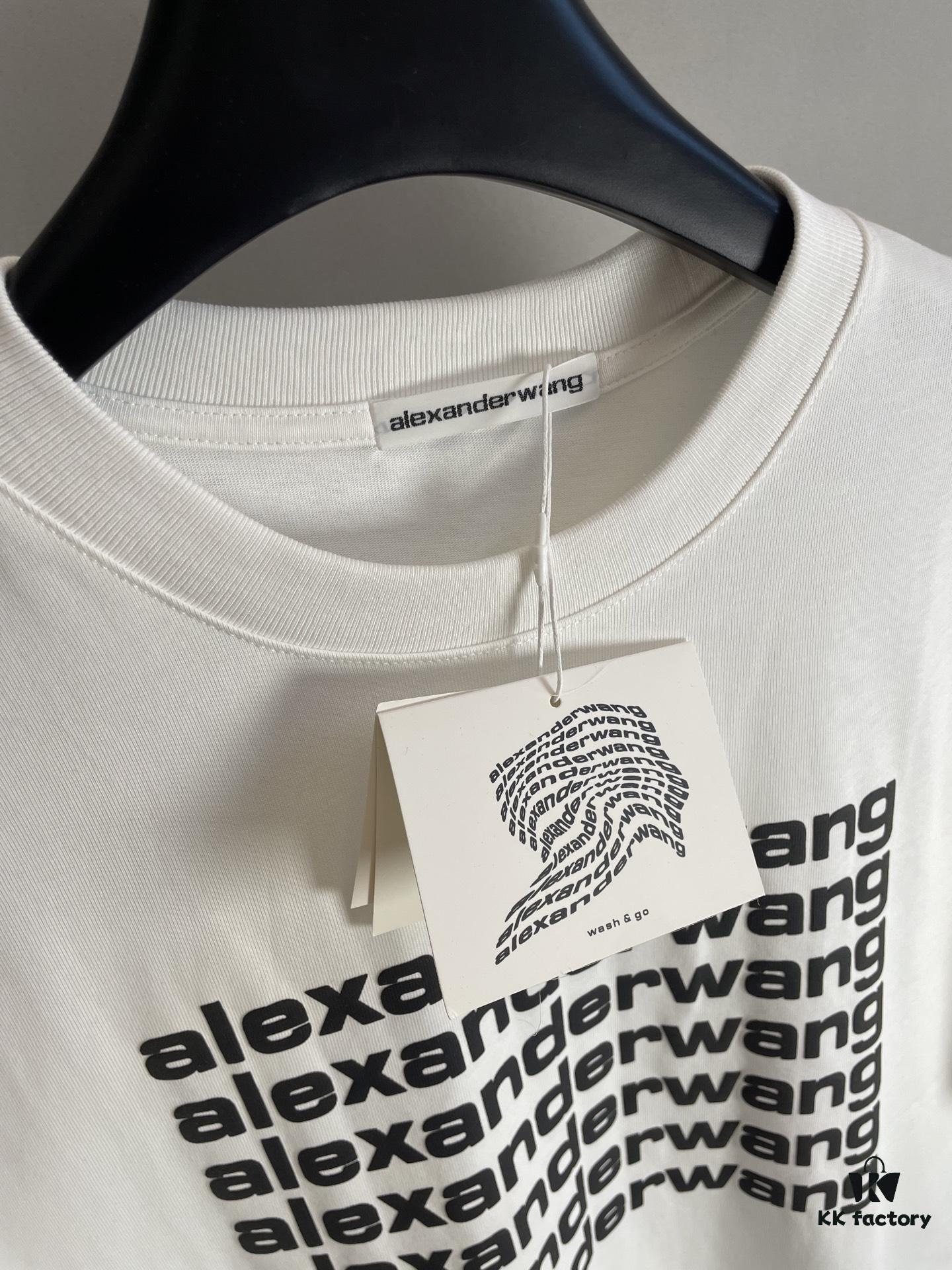 6931a562ccd8ab3d7af99b1a Alexander Wang 3D Logo Letter Sandblasted Embossed Half-Sleeve T-Shirt