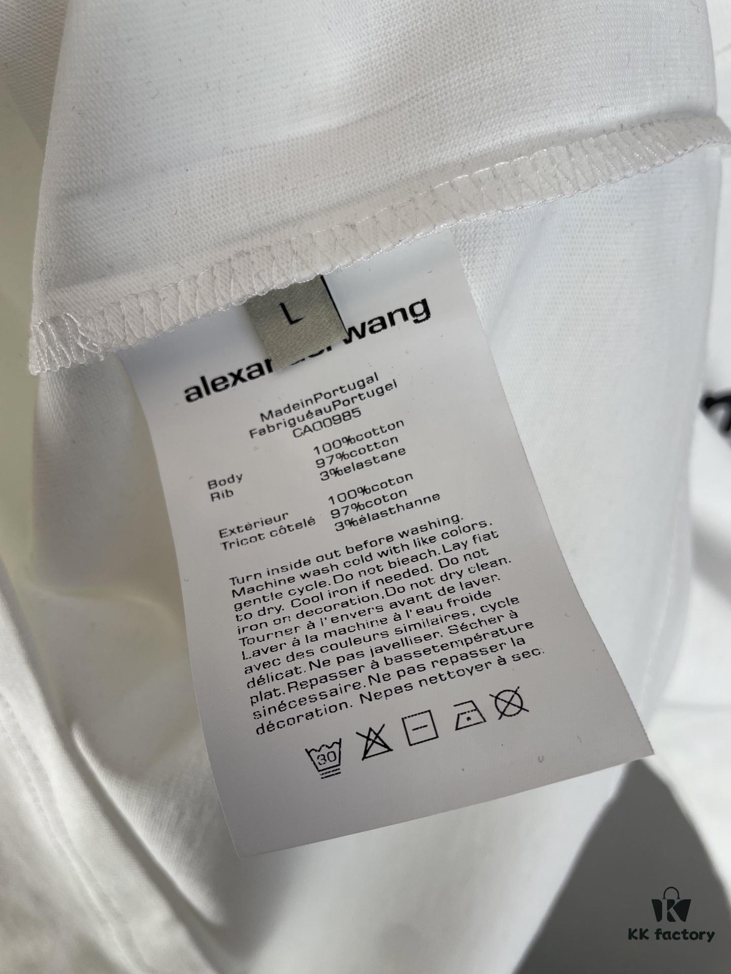6931a562ccd8ab3d7af99b1d Alexander Wang 3D Logo Letter Sandblasted Embossed Half-Sleeve T-Shirt