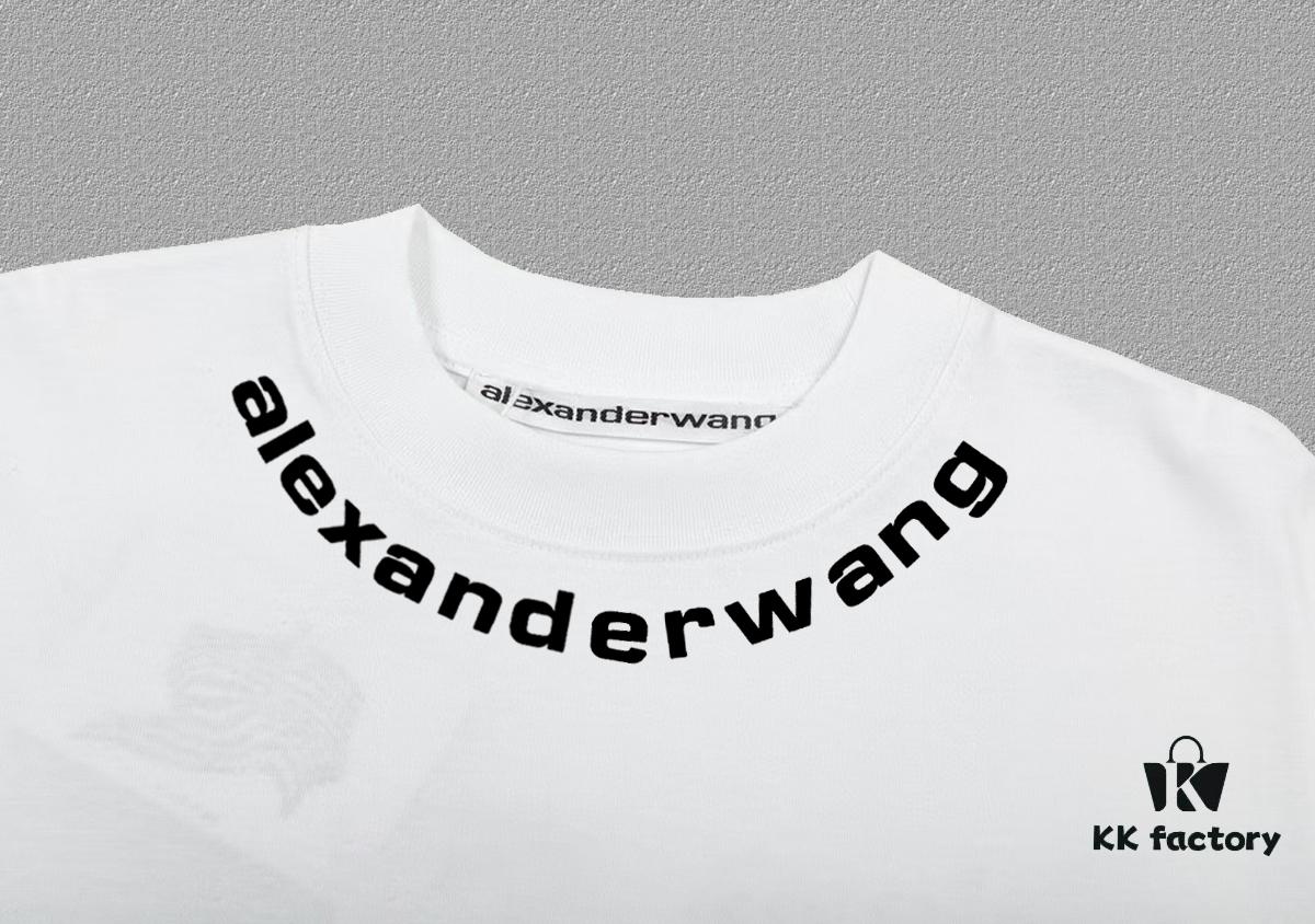 6931a562ccd8ab3d7af99b22 Alexander Wang 2024FW Short Sleeve T-Shirt with Silicone Thick Panel Letter Print, Premium 32s Double Yarn 260g Fabric