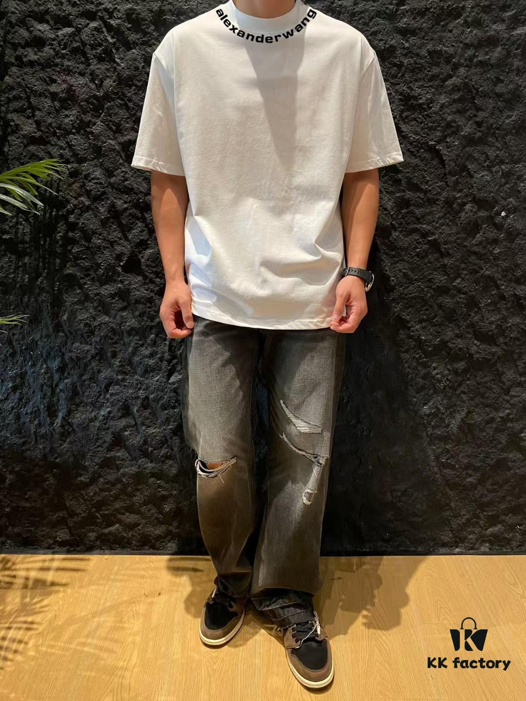 6931a563ccd8ab3d7af99b26 Alexander Wang 2024FW Short Sleeve T-Shirt with Silicone Thick Panel Letter Print, Premium 32s Double Yarn 260g Fabric