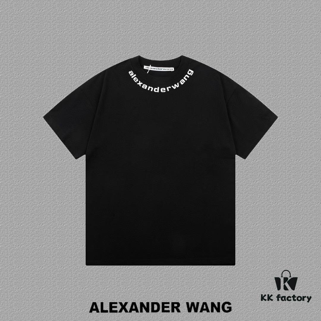 6931a563ccd8ab3d7af99b28 Alexander Wang 2025FW Short Sleeve T-Shirt with Silicone Thick Panel Letter Print, Premium 26s Double Yarn 300g Fabric