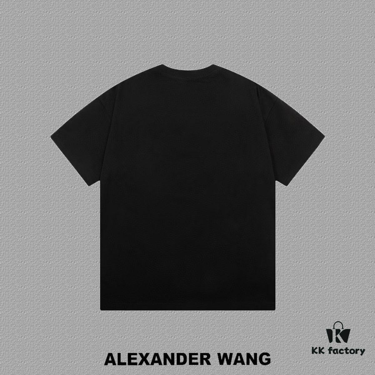 6931a563ccd8ab3d7af99b29 Alexander Wang 2025FW Short Sleeve T-Shirt with Silicone Thick Panel Letter Print, Premium 26s Double Yarn 300g Fabric