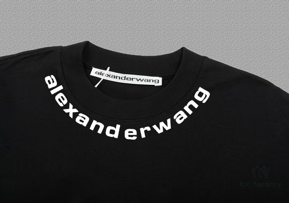 6931a563ccd8ab3d7af99b2c Alexander Wang 2025FW Short Sleeve T-Shirt with Silicone Thick Panel Letter Print, Premium 26s Double Yarn 300g Fabric