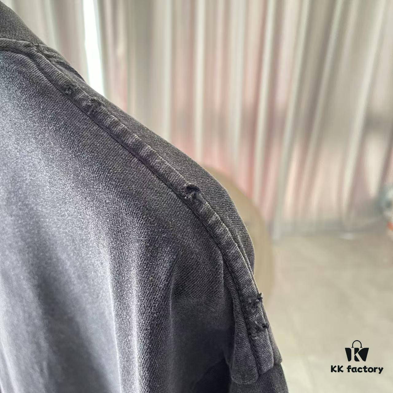 Alexander Wang * alexanderwang 2025 Spring/Summer New Arrival Distressed Letter Logo Print Short-Sleeve T-Shirt in Custom 320g Fabric Unisex