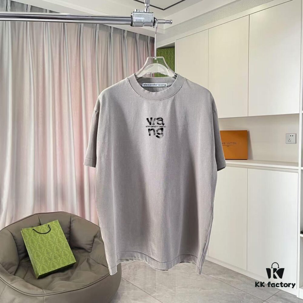 6931a564ccd8ab3d7af99b3b Alexander Wang * alexanderwang 2025 Spring/Summer New Arrival Distressed Letter Logo Print Short-Sleeve T-Shirt Custom 320g Fabric Unisex