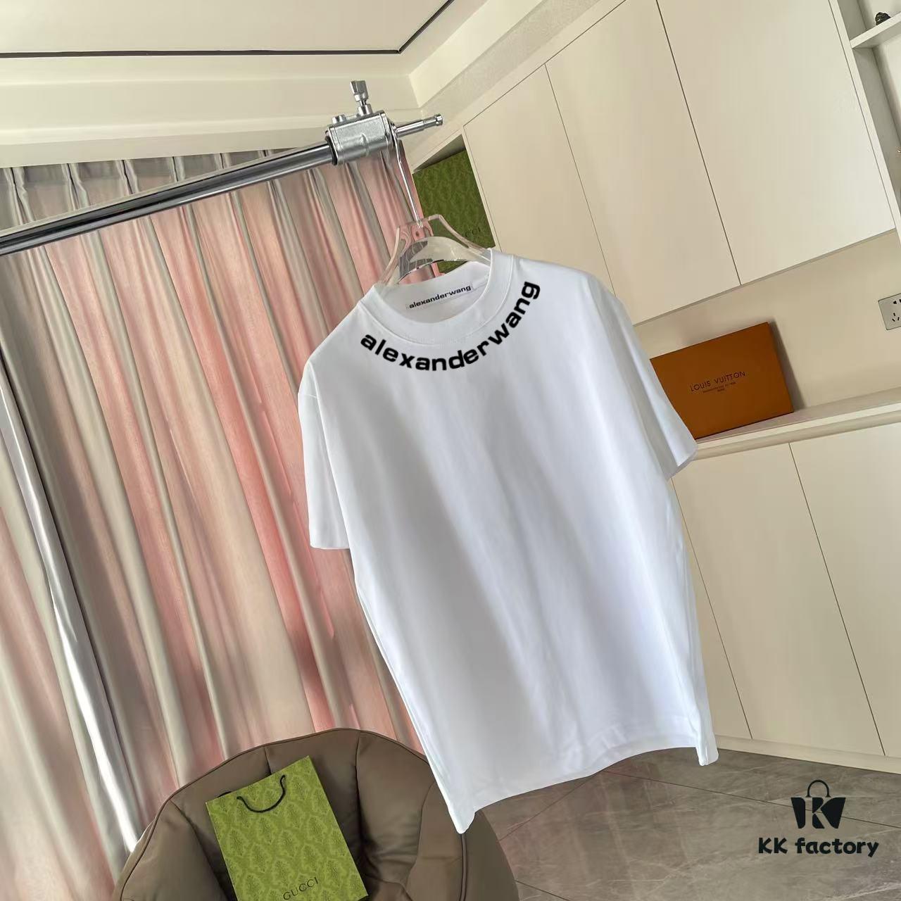 6931a565ccd8ab3d7af99b51 Alexander Wang * alexanderwang 2025 Spring/Summer New Arrival Letter Logo Print Custom 300g Fabric Short Sleeve T-Shirt Unisex