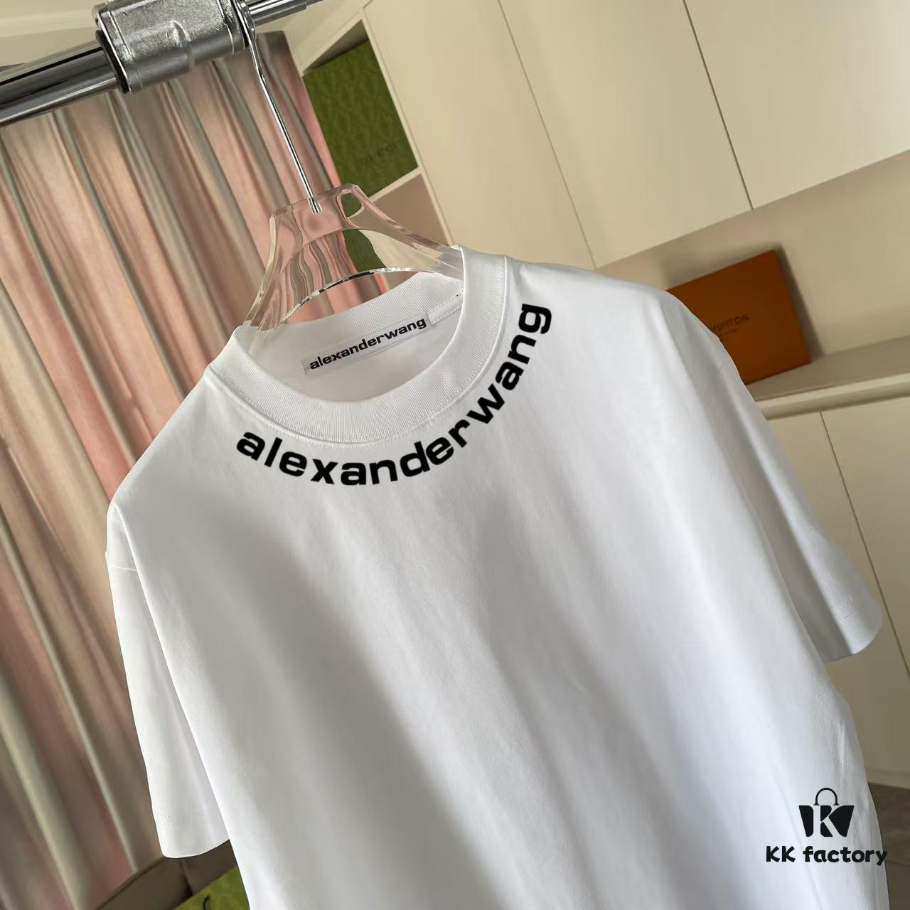 6931a565ccd8ab3d7af99b52 Alexander Wang * alexanderwang 2025 Spring/Summer New Arrival Letter Logo Print Custom 300g Fabric Short Sleeve T-Shirt Unisex