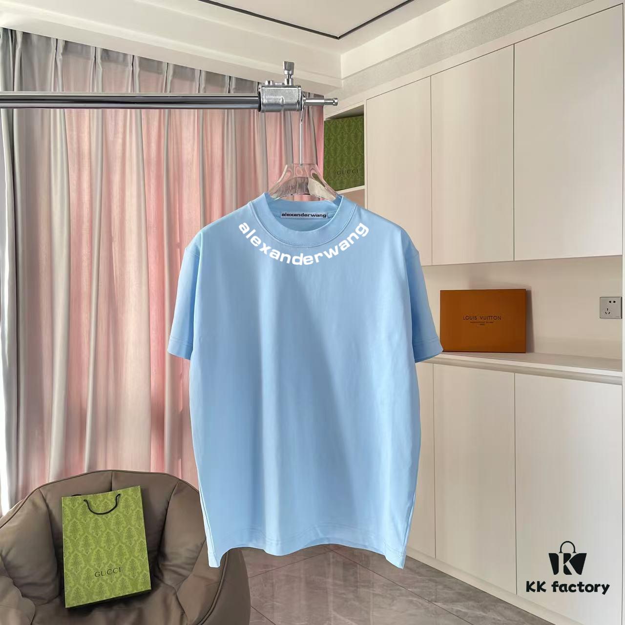 6931a566ccd8ab3d7af99b5a Alexander Wang 2025 Spring/Summer New Arrival Letter Logo Print Short-Sleeve T-Shirt in Custom 300g Fabric Unisex