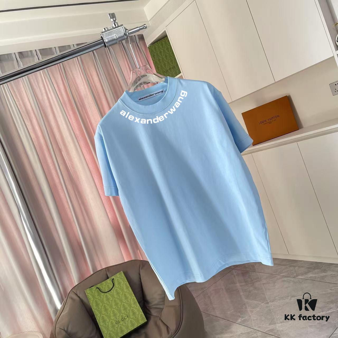 6931a566ccd8ab3d7af99b5b Alexander Wang 2025 Spring/Summer New Arrival Letter Logo Print Short-Sleeve T-Shirt in Custom 300g Fabric Unisex