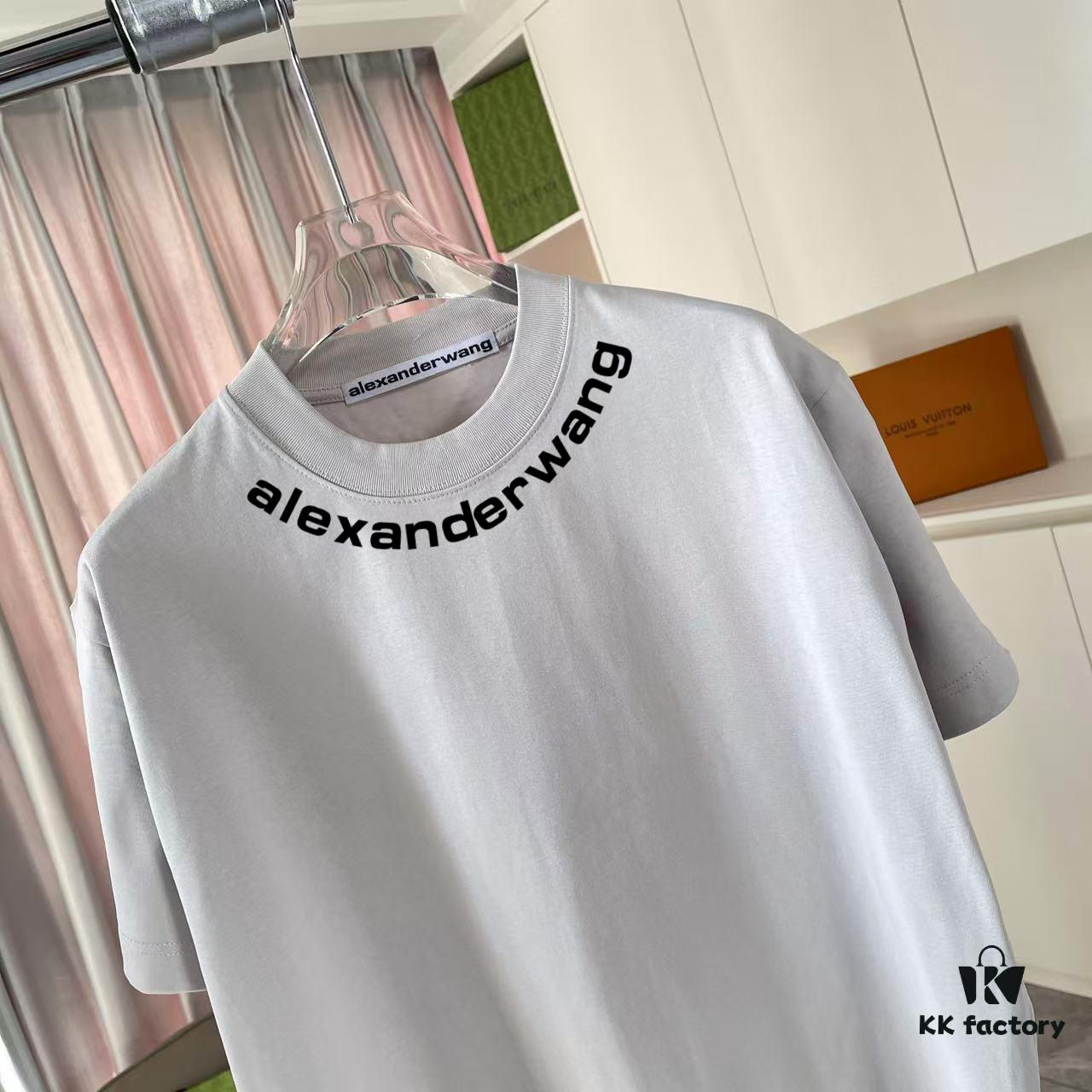 6931a566ccd8ab3d7af99b66 Alexander Wang 2025 Spring/Summer New Arrival Letter Logo Print Custom 300g Fabric Short Sleeve T-Shirt Unisex