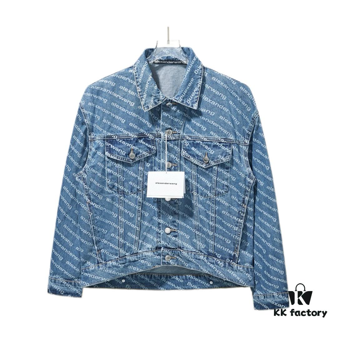 6931a566ccd8ab3d7af99b6b Alex Letter Logo Denim Jacket - Upgraded Arc Hem Design, Fashionable Oversized Fit