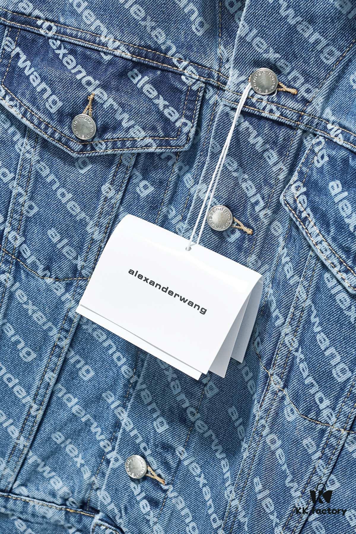 6931a567ccd8ab3d7af99b6d Alex Letter Logo Denim Jacket - Upgraded Arc Hem Design, Fashionable Oversized Fit