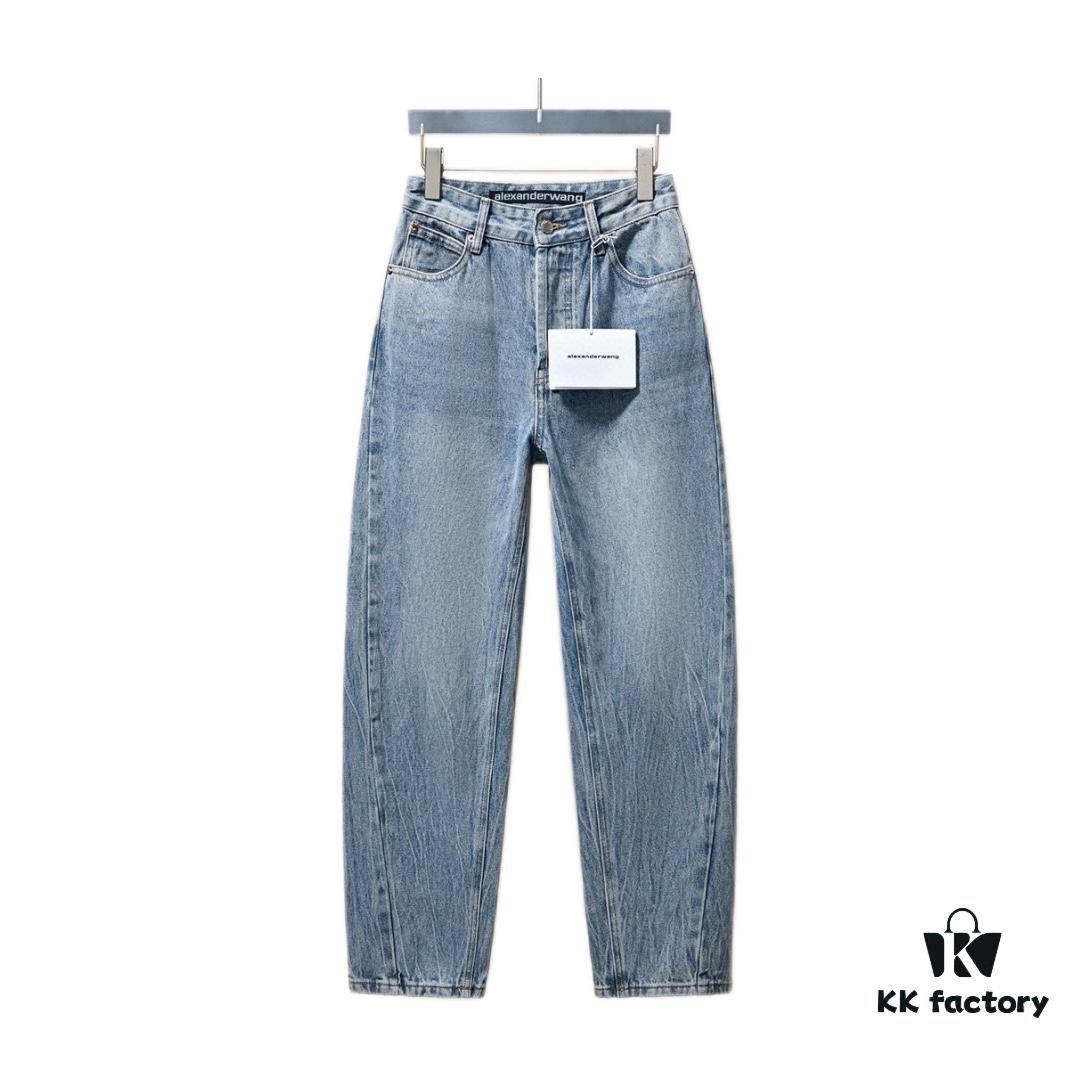 6931a567ccd8ab3d7af99b78 Alex Rhinestone Embellished Curved-Cut Denim Trousers